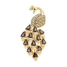 Брошь SOKOLOV - Серебро 925, Раухтопаз, Фианит (арт. 92040125)