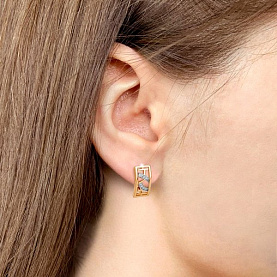 Серьги Аквамарин - Серебро 925, Фианит (арт. 400590А.6)