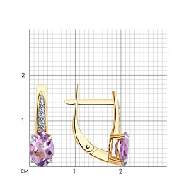 Серьги Diamant - Золото 585, Аметист, Фианит (арт. 51-320-01933-2)