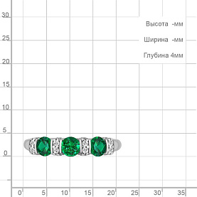 Кольцо Аквамарин - Серебро 925, Синтетический изумруд, Фианит (арт. 68938АГ.5)