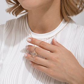 Подвеска ЮФ Династия - Золото 585, Фианит (арт. 106398-1102)