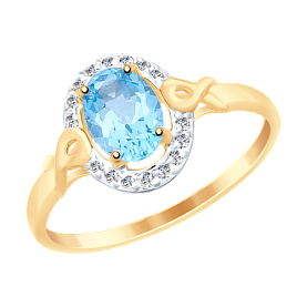 Кольцо SOKOLOV - Золото 375, Топаз, Фианит (арт. 37715070)