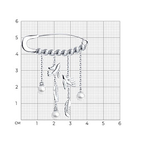 Булавка SOKOLOV - Серебро 925, Жемчуг имитация (арт. 94040134)