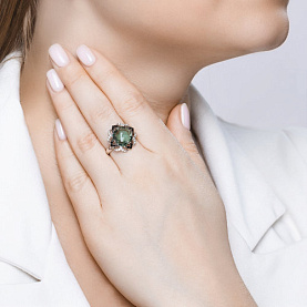 Кольцо SOKOLOV - Серебро 925, Синтетический кварц , Фианит (арт. 92011347)