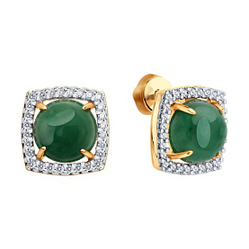 Серьги SOKOLOV - Серебро 925, Жадеит, Фианит (арт. 83020458)