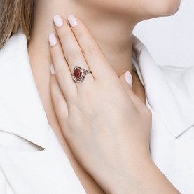 Кольцо SOKOLOV - Серебро 925, Синтетический рубин, Фианит (арт. 84010024)