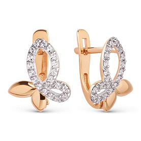 Серьги ЮФ Династия - Золото 375, Фианит (арт. 031682-5102)