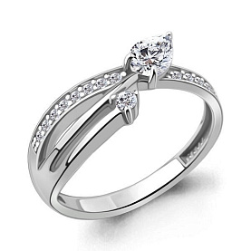 Кольцо Аквамарин - Серебро 925, Фианит (арт. 600120А.5)