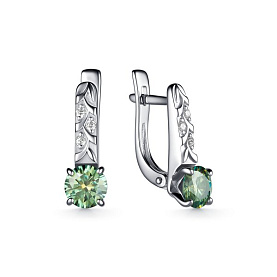 Серьги Дар - Серебро 925, Синтетический морганит, Синтетический муассанит, Фианит (арт. С-5143рс1613900)