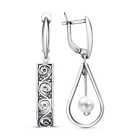 Серьги Красная пресня - Серебро 925, Жемчуг имитация (арт. 33616704)