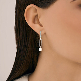Серьги Diamant - Серебро 925, Жемчуг имитация (арт. 94-121-02378-1)