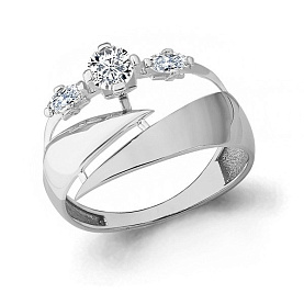 Кольцо Аквамарин - Серебро 925, Фианит (арт. 68075.6)