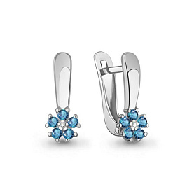 Серьги Аквамарин - Серебро 925, Синтетический сапфир (арт. 400558Б.5)