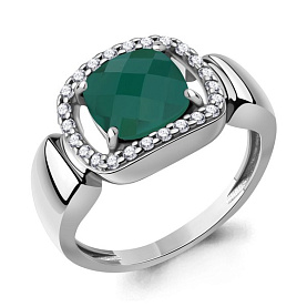 Кольцо Аквамарин - Серебро 925, Агат, Фианит (арт. 65015809А.5)