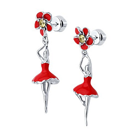 Серьги SOKOLOV - Серебро 925, Фианит, Эмаль (арт. 94026832)