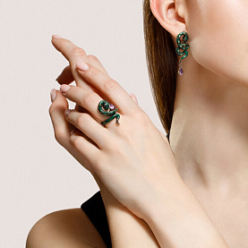 Серьги SOKOLOV - Серебро 925, Аметист, Фианит, Эмаль (арт. 92022584)