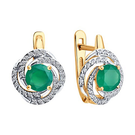 Серьги SOKOLOV - Золото 585, Агат, Фианит (арт. 729323)