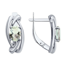 Серьги Diamant - Серебро 925, Празиолит (арт. 94-320-00186-2)