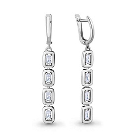 Серьги Аквамарин - Серебро 925, Фианит (арт. 46707.5)