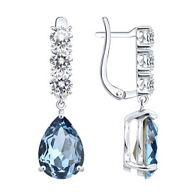 Серьги SOKOLOV - Серебро 925, Swarovski, Фианит (арт. 94027584)