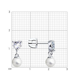 Серьги SOKOLOV - Серебро 925, Жемчуг имитация, Фианит (арт. 94025616)
