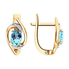 Серьги SOKOLOV - Золото 585, Топаз, Фианит (арт. 729390)