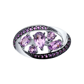 Кольцо SOKOLOV - Серебро 925, Аметист, Фианит (арт. 92011341)