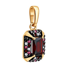 Подвеска SOKOLOV - Серебро 925, Гранат, Синтетический рубин, Фианит (арт. 92030895)