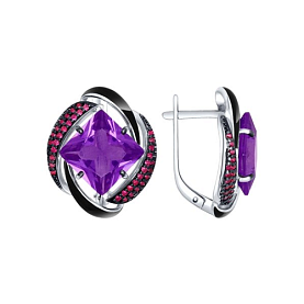 Серьги SOKOLOV - Серебро 925, Синтетический ситалл , Фианит, Эмаль (арт. 92021454)