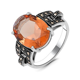 Кольцо Эвора - Серебро 925, Марказит, Синтетический ситалл (арт. 656433)