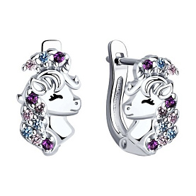 Серьги SOKOLOV - Серебро 925, Фианит, Эмаль (арт. 94026085)