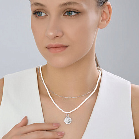 Колье SOKOLOV - Серебро 925, Жемчуг имитация, Фианит (арт. 94071335)