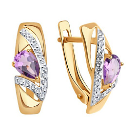 Серьги SOKOLOV - Золото 585, Аметист, Фианит (арт. 724829)