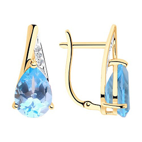 Серьги SOKOLOV - Золото 585, Топаз swiss, Фианит (арт. 725895)