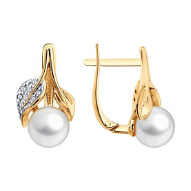 Серьги SOKOLOV - Золото 585, Жемчуг культивированный, Фианит (арт. 792515)