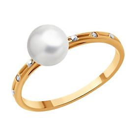 Кольцо Diamant - Серебро 925, Жемчуг культивированный, Бриллиант (арт. 93-210-01913-1)
