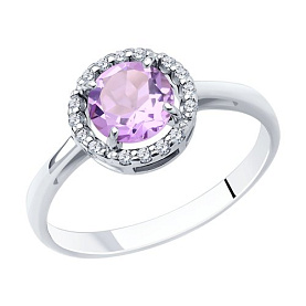Кольцо SOKOLOV - Серебро 925, Аметист, Фианит (арт. 92011020)