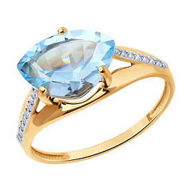 Кольцо SOKOLOV - Золото 585, Топаз, Фианит (арт. 716979)