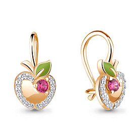 Серьги Аквамарин - Серебро 925, Синтетический рубин, Фианит, Эмаль (арт. 47052А.6)