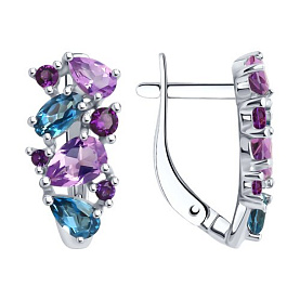 Серьги SOKOLOV - Серебро 925, Аметист, Топаз лондон, Фианит (арт. 92022721)