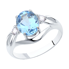 Кольцо SOKOLOV - Серебро 925, Топаз, Фианит (арт. 92011941)