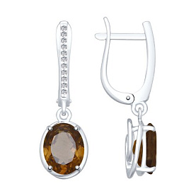 Серьги SOKOLOV - Серебро 925, Раухтопаз, Фианит (арт. 92022055)