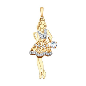Подвеска SOKOLOV - Золото 585, Фианит (арт. 035317)