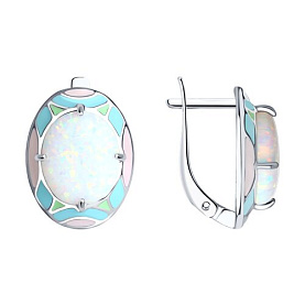 Серьги SOKOLOV - Серебро 925, Синтетический опал , Эмаль (арт. 83020039)