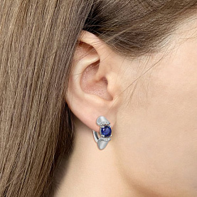 Серьги Аквамарин - Серебро 925, Синтетический сапфир , Фианит (арт. 49368АБ.5)
