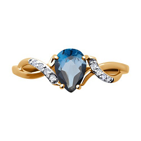 Кольцо SOKOLOV - Золото 585, Топаз лондон, Фианит (арт. 716749)