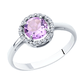 Кольцо SOKOLOV - Серебро 925, Аметист, Фианит (арт. 92011020)