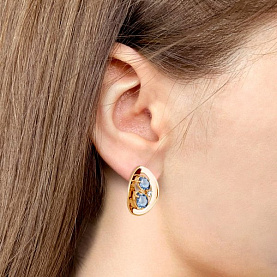 Серьги Аквамарин - Серебро 925, Топаз, Фианит (арт. 4721705А.6)