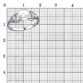 Кольцо Красная пресня - Серебро 925, Жемчуг культивированный, Фианит (арт. 23315842Пл)