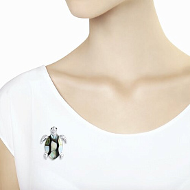 Брошь SOKOLOV - Серебро 925, Перламутр, Фианит (арт. 83040027)